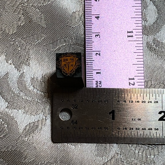 Antique Wooden Print Block Copper F H Star Horse Shield - Picture 3 of 5